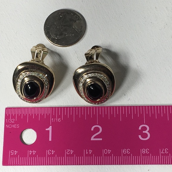 Vintage Sky Signed Onyx Stone Clip Earrings - Picture 8 of 8